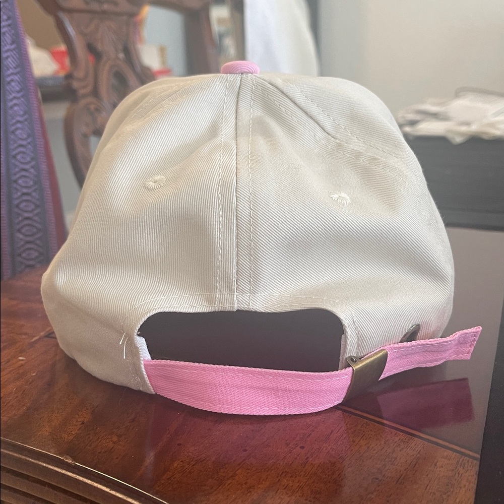LITERALLY JUST A GIRL TWO TONE CANVAS TRUCKER CAP IIN PINK AND BEIGE NEW - Picture 6 of 7